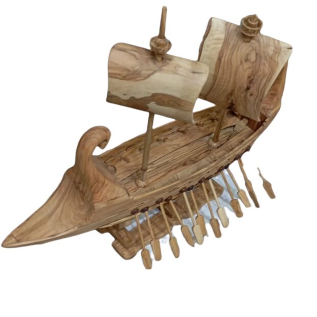 Decorative boat Argo made of olive wood 78x60
